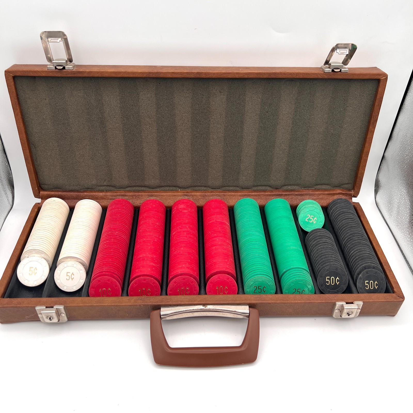 Vintage Paulson Top Hat & Cane SCV Poker Chips 391pc ARP Pedro Mfg. Case