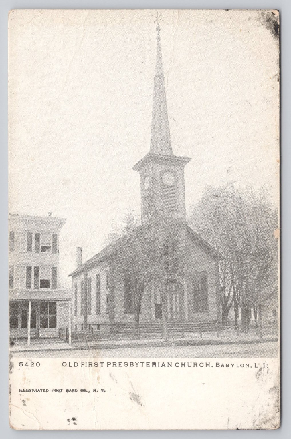 Old First Presbyterian Church Babylon Long Island NY Undivided Postcard