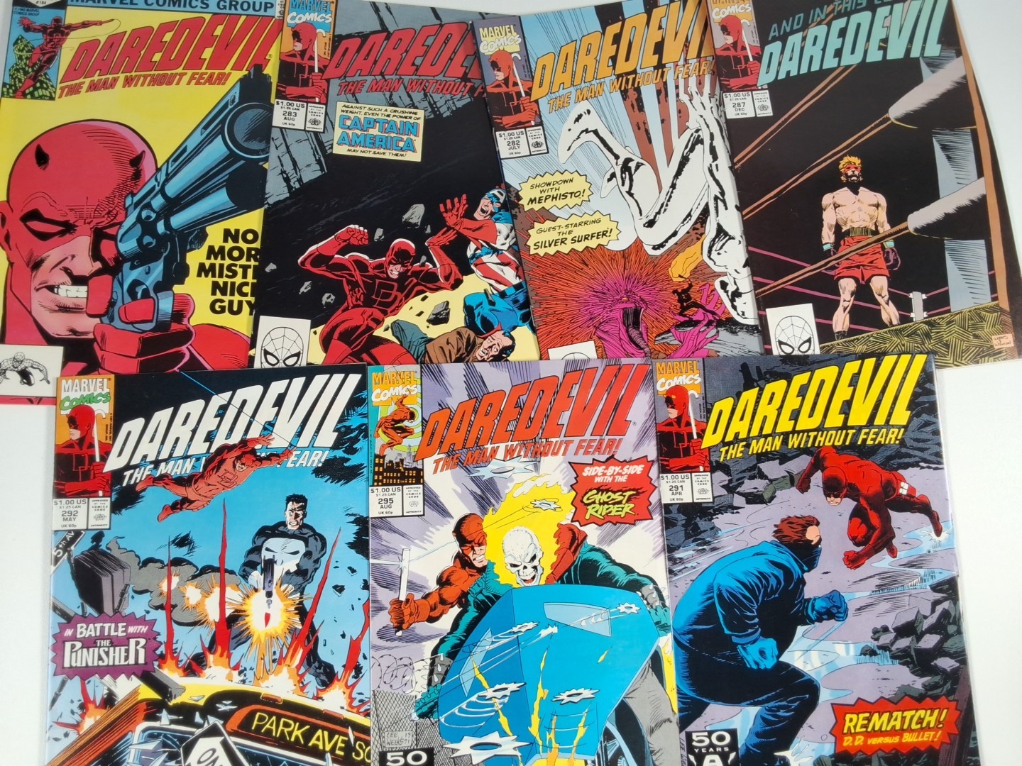 Daredevil #184,282,283,287,291,292,295 Miller, Surfer, Punisher, Ghost Rider