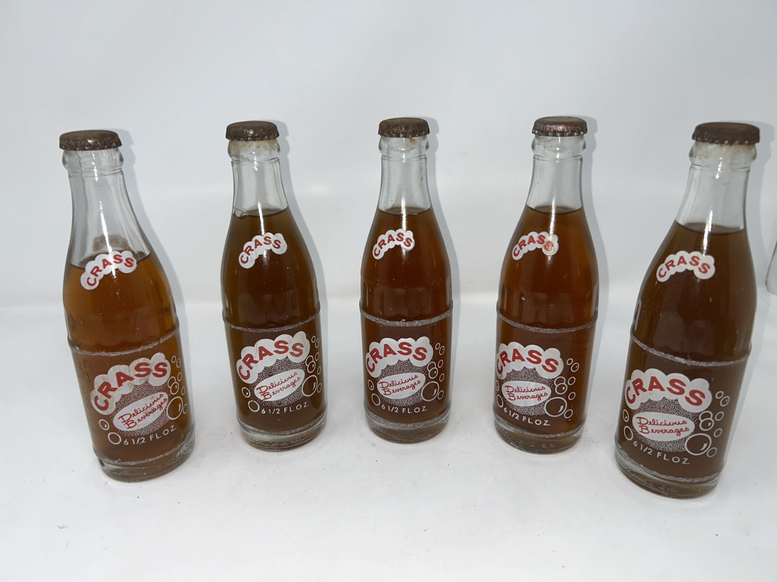 5 -Unopened Vintage 6 1/2 oz Crass Soda Bottles, Coca-Cola Alexandria Va. Plant.