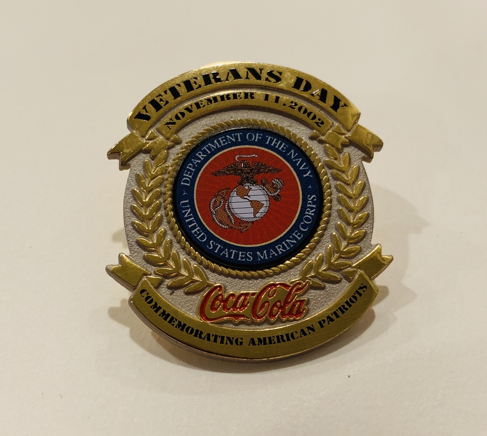 2002 Coca-Cola Veterans Day RARE Pin Navy United States Marine Corps Military