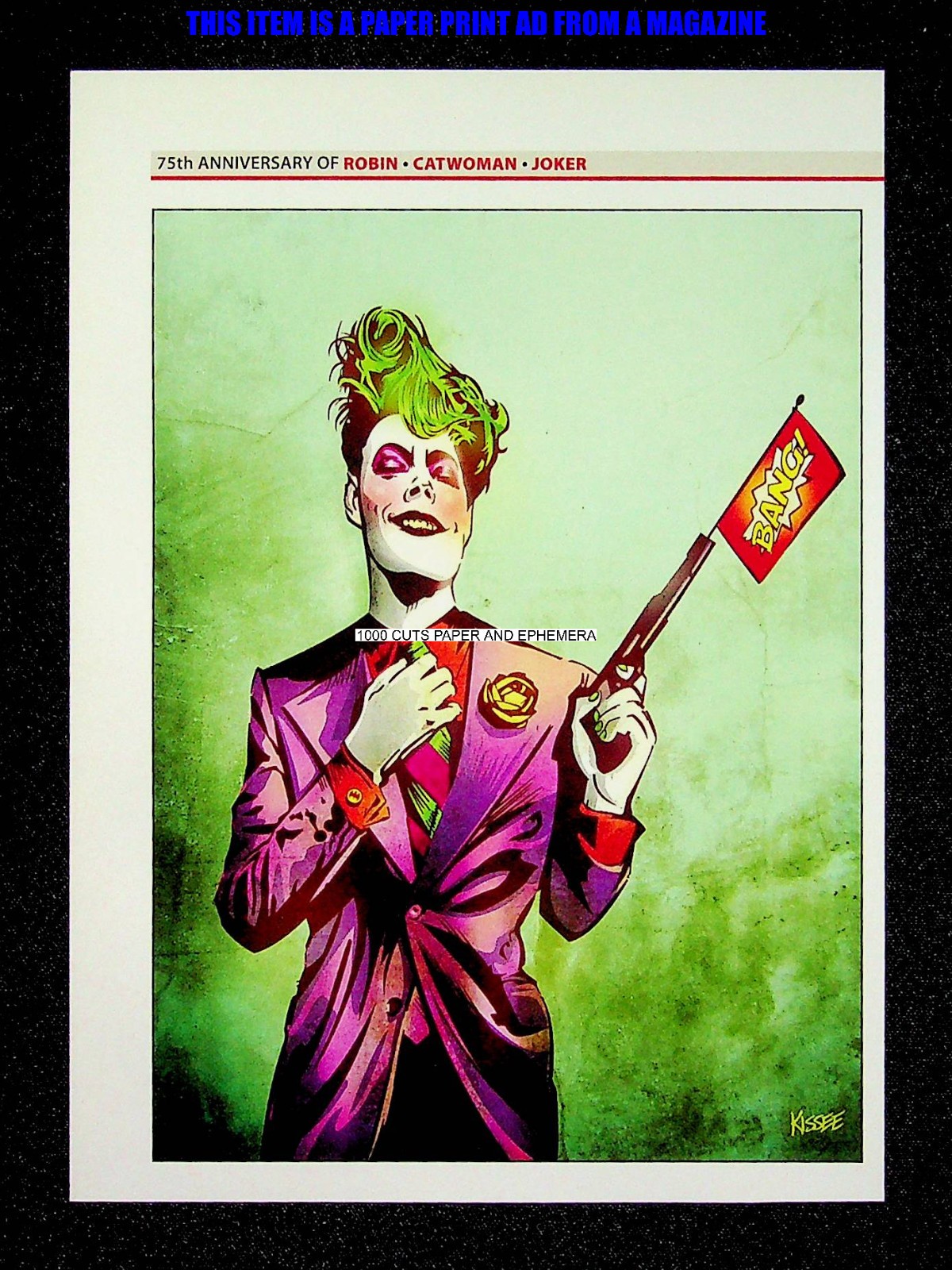 The Joker John Kissee Comic 2015 Clipping Trade Print Magazine Ad Poster ADVERT