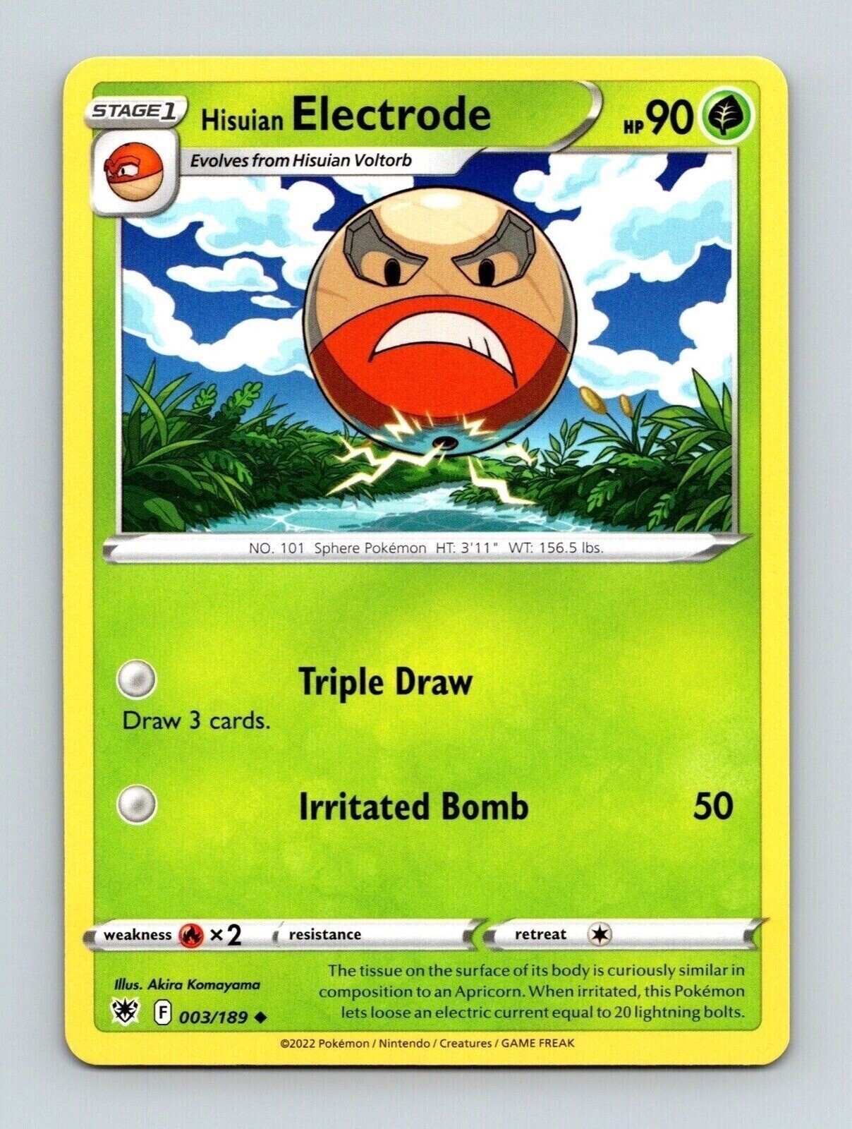 Hisuian Electrode 003/189 Uncommon Astral Radiance Pokemon Trading Card TCG