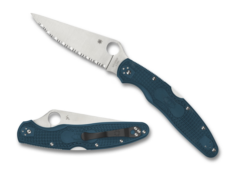 Spyderco Knives Police Lockback K390 MICROCLEAN Steel Blue FRN C07FS4K390
