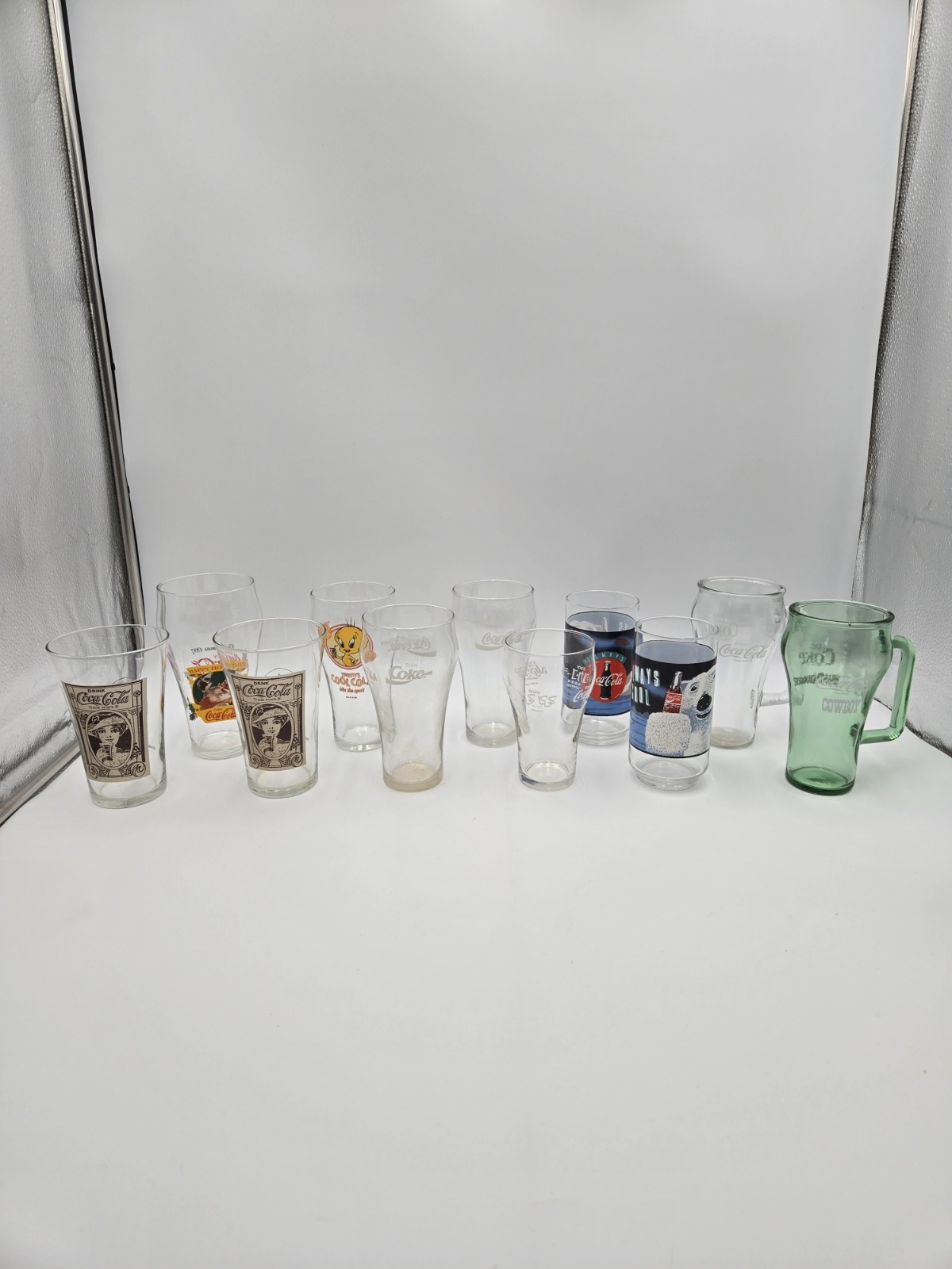 Vintage Coke Glass Tumbler Mug Lot 11 1970s-1990s Always Cool Tweety Bird (A4)
