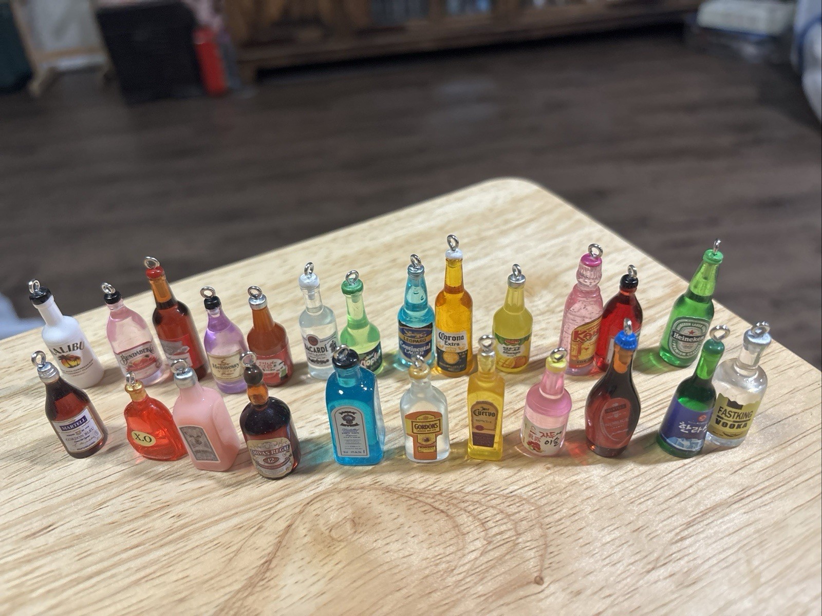 24 Various Mini Acrylic Bar Liquor Bottle Ornament Charms Crafting Vodka Whiskey