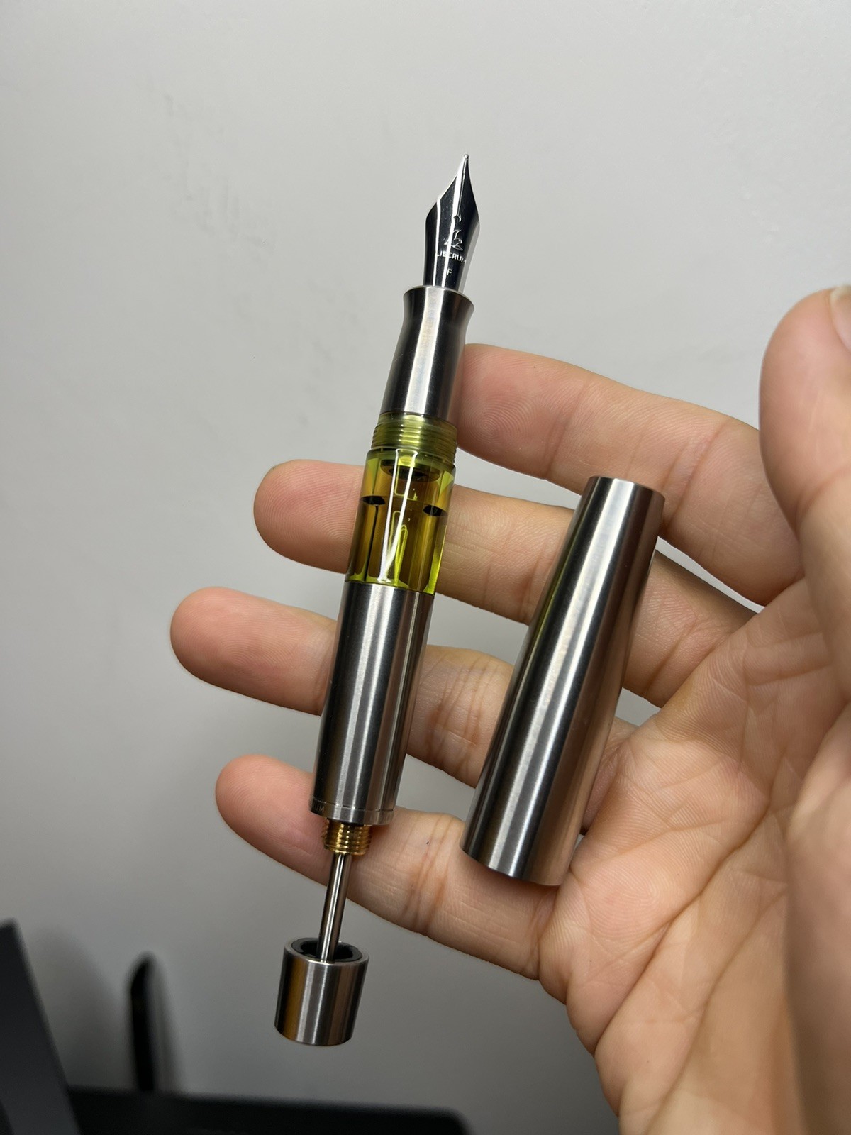 Liberum Titanium Pocket Vacuum-Fill Fountain Pen, #6 Steel Nib large capacity