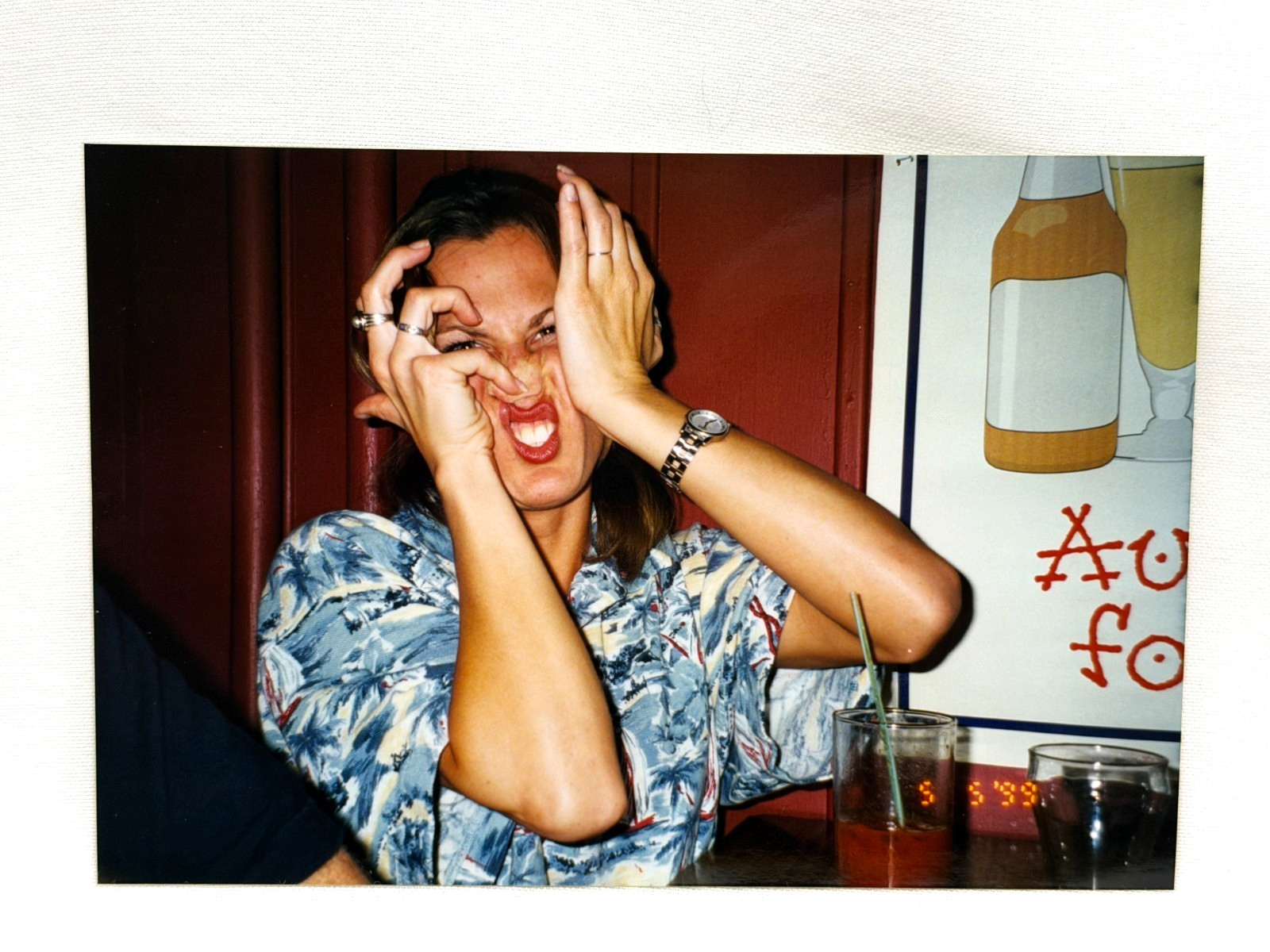 1999 Vintage Snapshot Photo Strange Funny Woman Making Faces