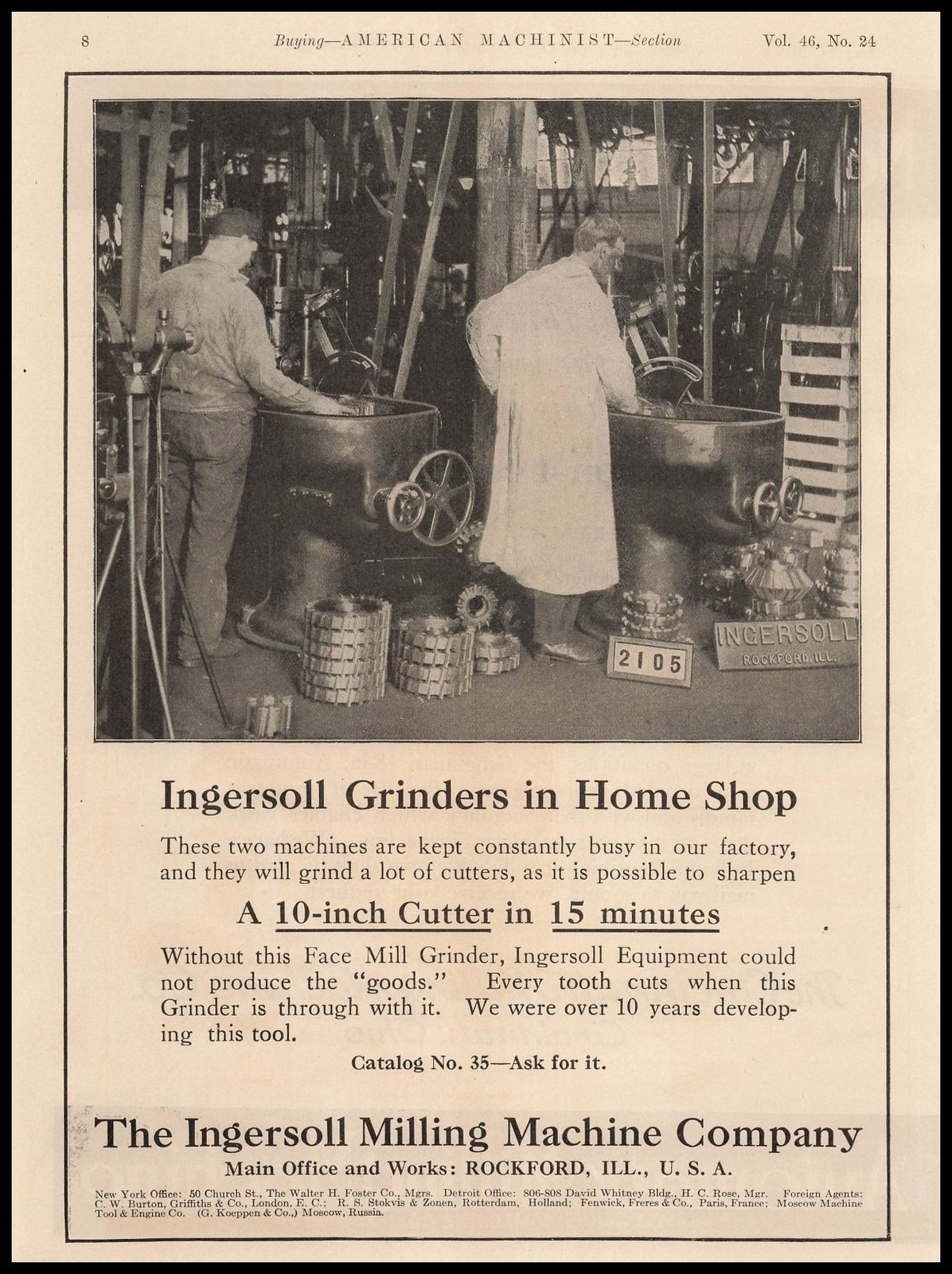 1917 Ingersoll Milling Machine Rockford Illinois Photo Grinder Factory Print Ad