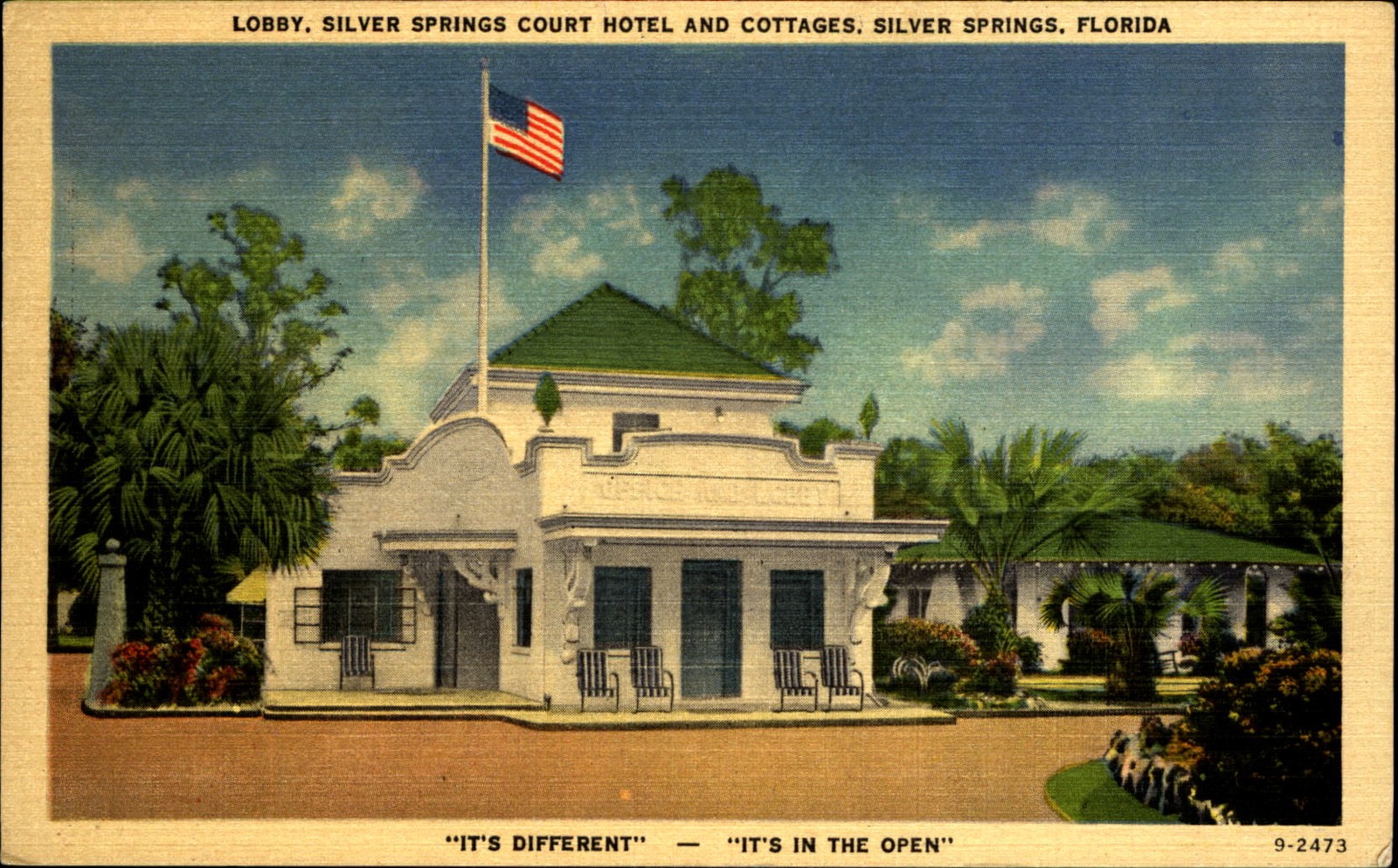 Silver Springs Court Hotel & Cottages lobby~Silver Springs Florida FL ~ 1940s
