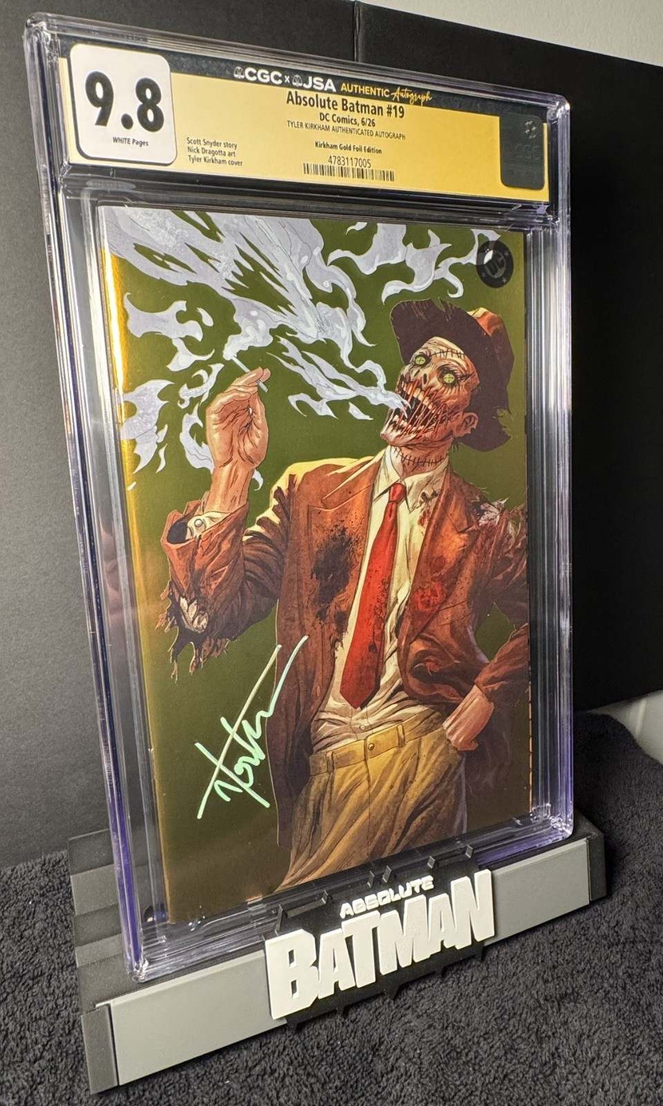 🦇Absolute Batman #19 CGC JSA 9.8 Kirkham Signed Gold Foil Scarecrow Top Pop🦇