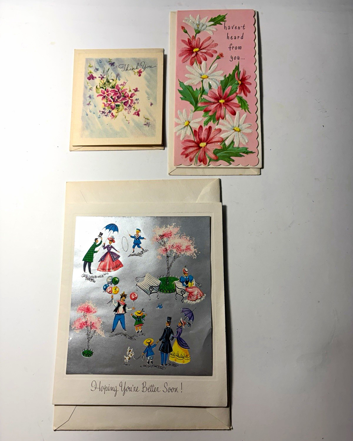 Vtg Mixed Lot 3 Greeting Cards With Envelopes Made USA PreOwned Unused NOS c1960