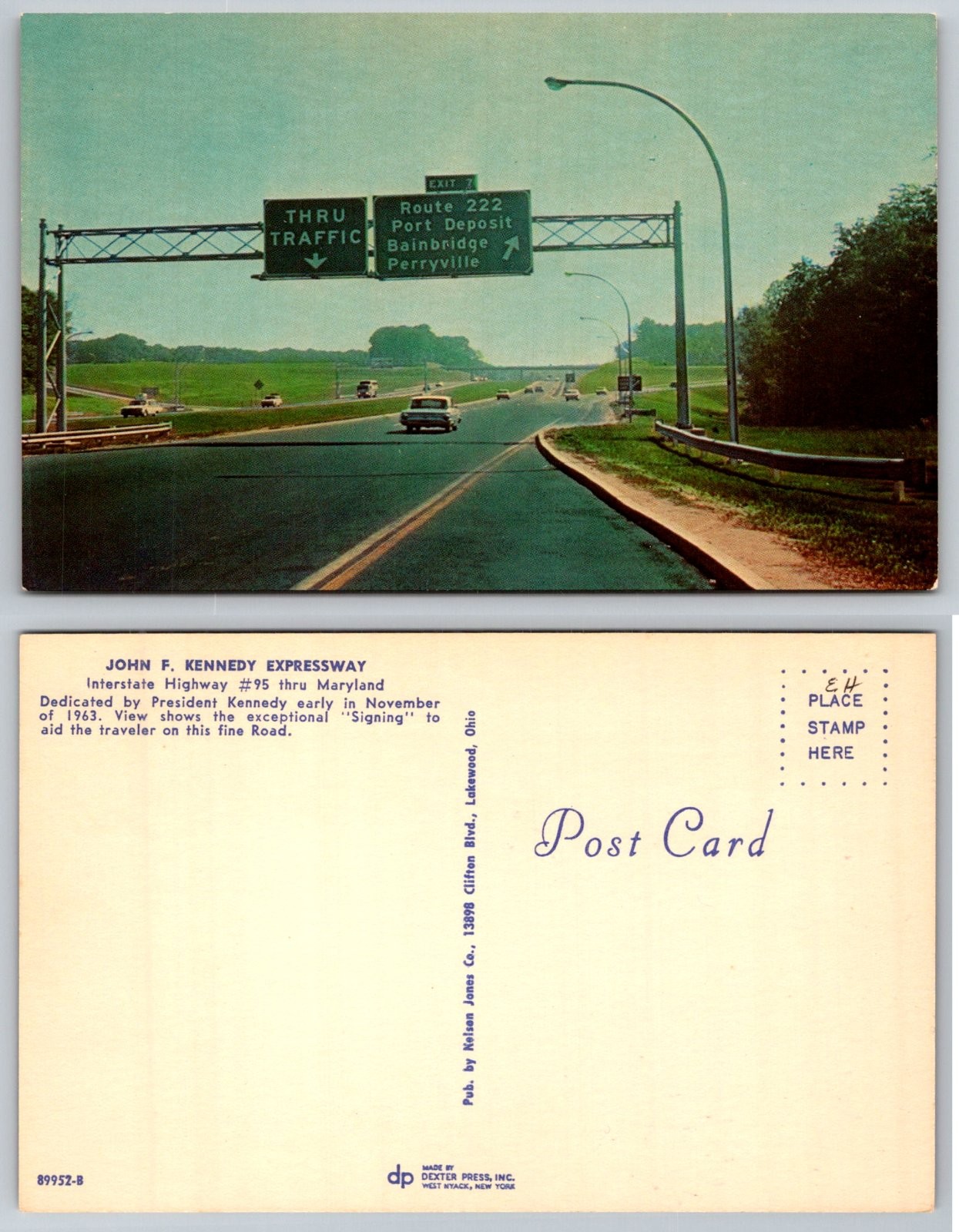 John F Kennedy Expressway Interstate 95 Maryland Port Deposit Postcard