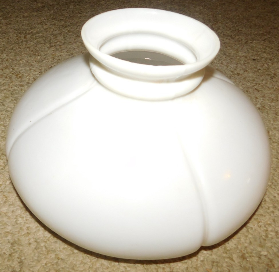Vintage White Ribbed Milk Glass Hurricane Oil  Electric Lamp Shade 10