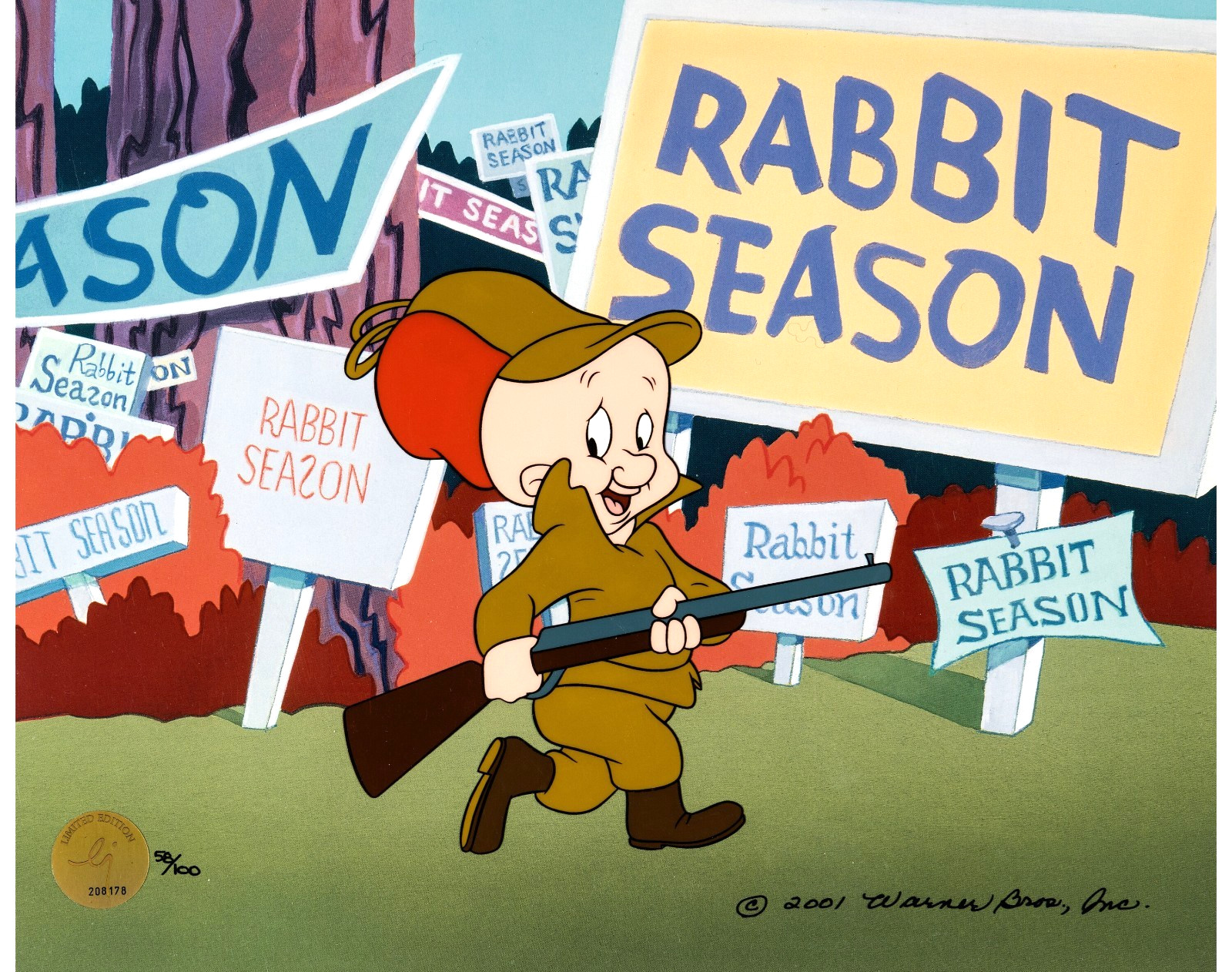 ELMER FUDD RABBIT SEASONING WARNER BROS LIMITED EDITION 58/100 CHUCK JONES LOA