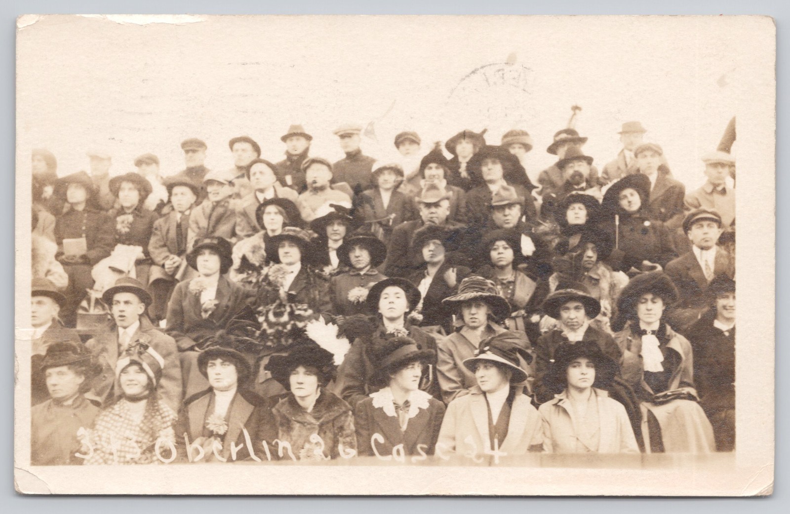 RPPC Oberlin College vs Case Western Football Fans Posted 1913 26-24 Oberlin