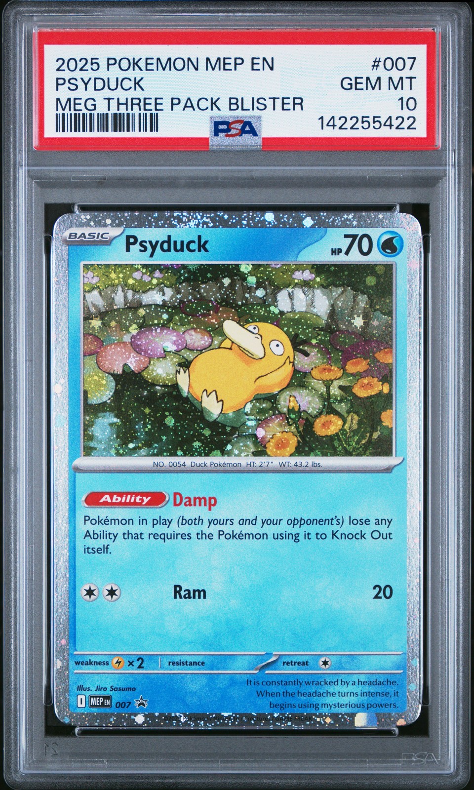 PSA 10 PSYDUCK 007/132 | Mega Evolution Three Pack Blister Pokemon Card