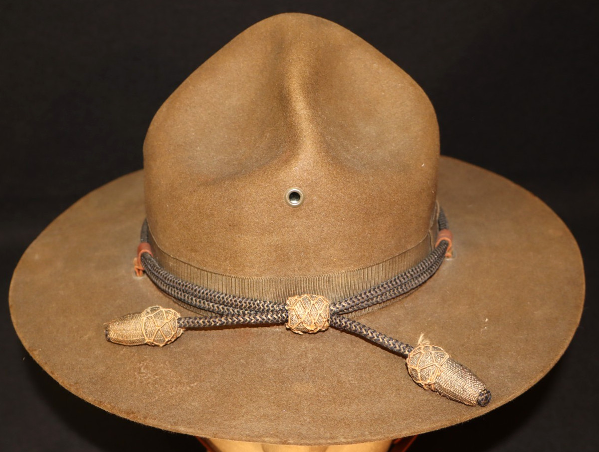 Interwar - WWII US Army M1911 Officers Campaign Hat Gold Bullion Acorns, Felt, C