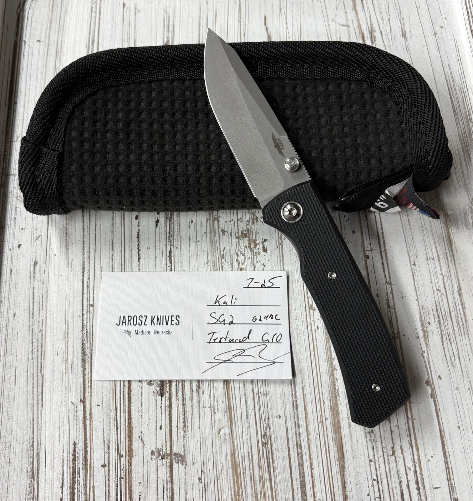 Jesse Jarosz Custom Knives Kali Liner Lock Textured Black G10 Super Gold 2