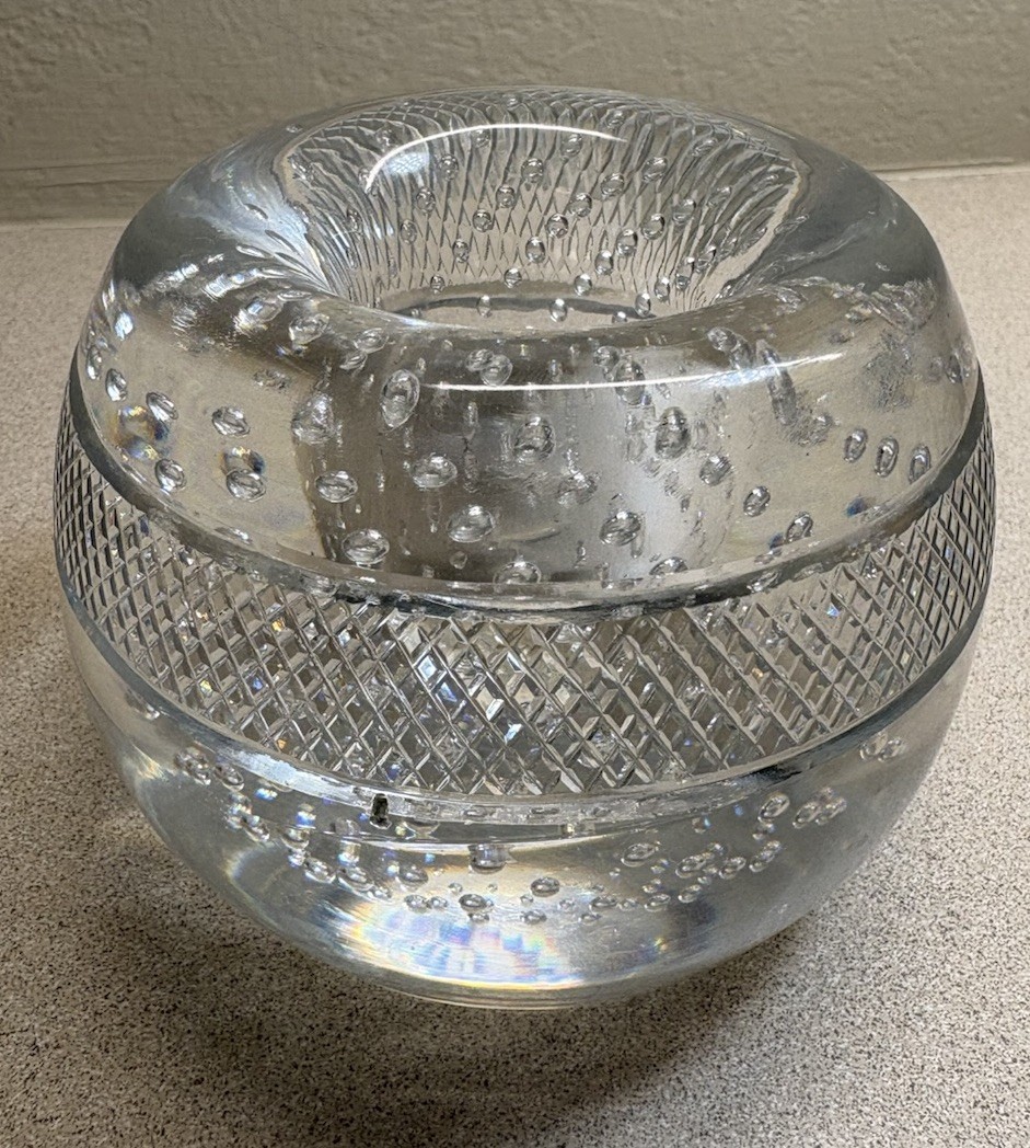 Vintage Thomas Webb Controlled Bubble Crystal Match Striker 1950s Signed 3lb 4oz