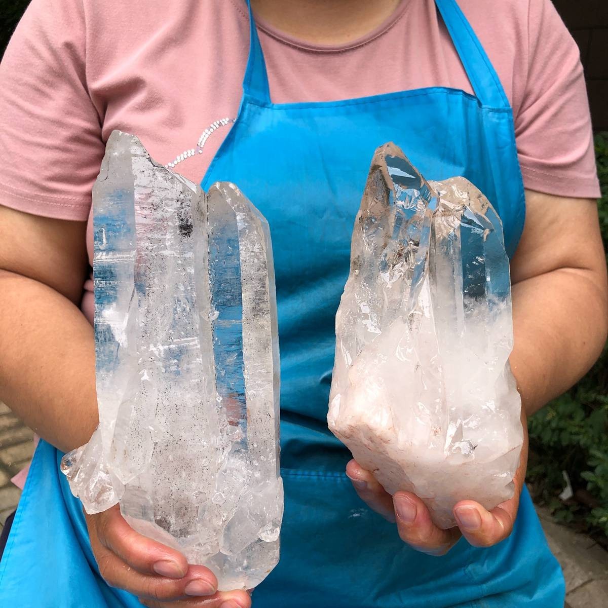 2Pieces 2160g Clear White Quartz Crystal Cluster Rough Specimen Healing 5585