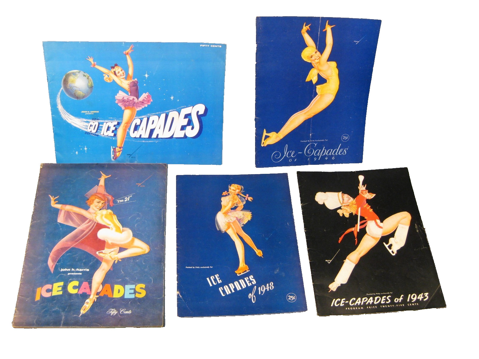 Lot of 5 Vintage 1940\'s Ice Capades Programs with Lady\'s