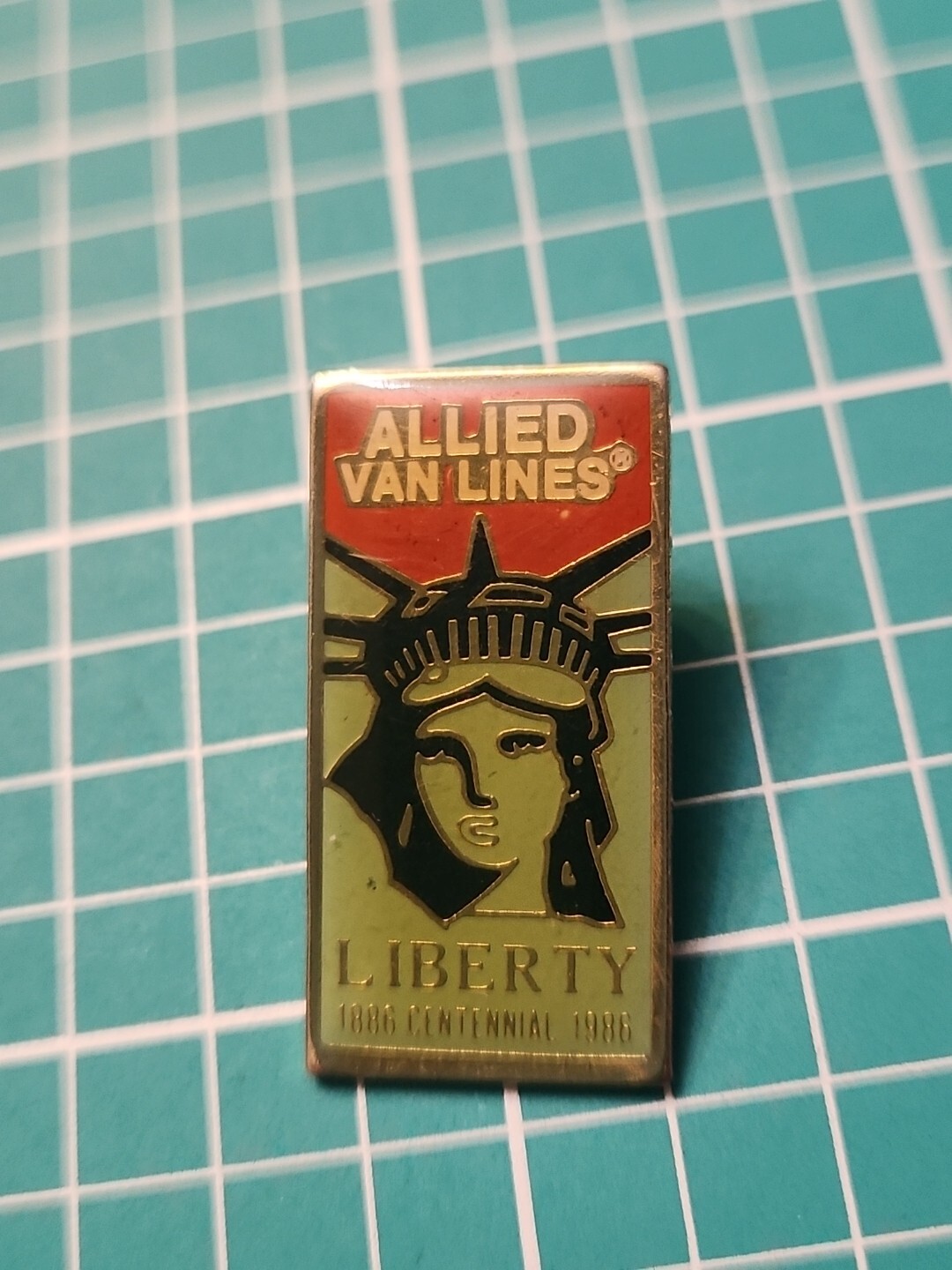 Vtg 1986 Allied Van Lines Statue Of Liberty 🗽 Centennial Gold Tone Lapel Pin