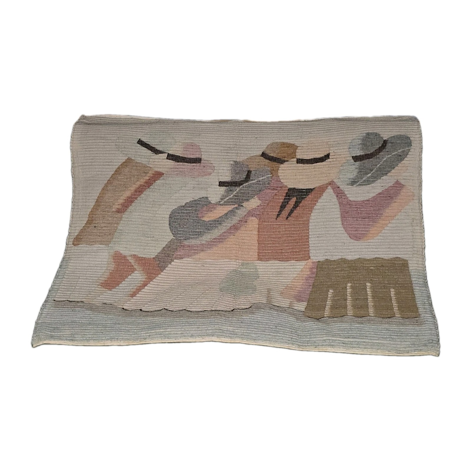 Huge Vintage Peruvian Handwoven Wool Tapestry Wall Hanging Rug Folk Art 40