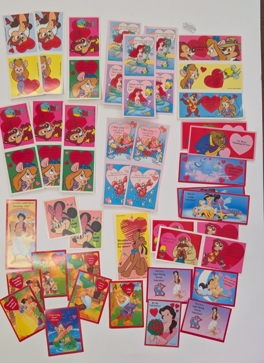 Vintage Disney Valentines, Princess, Aladdin, Chip and Dale