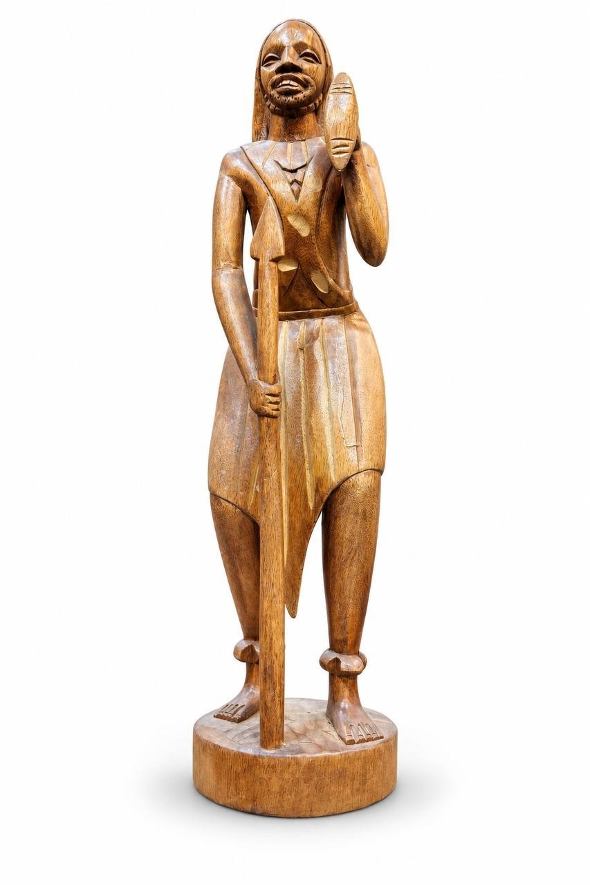 Handmade African Tribal Warrior Wood Statue 11.5\