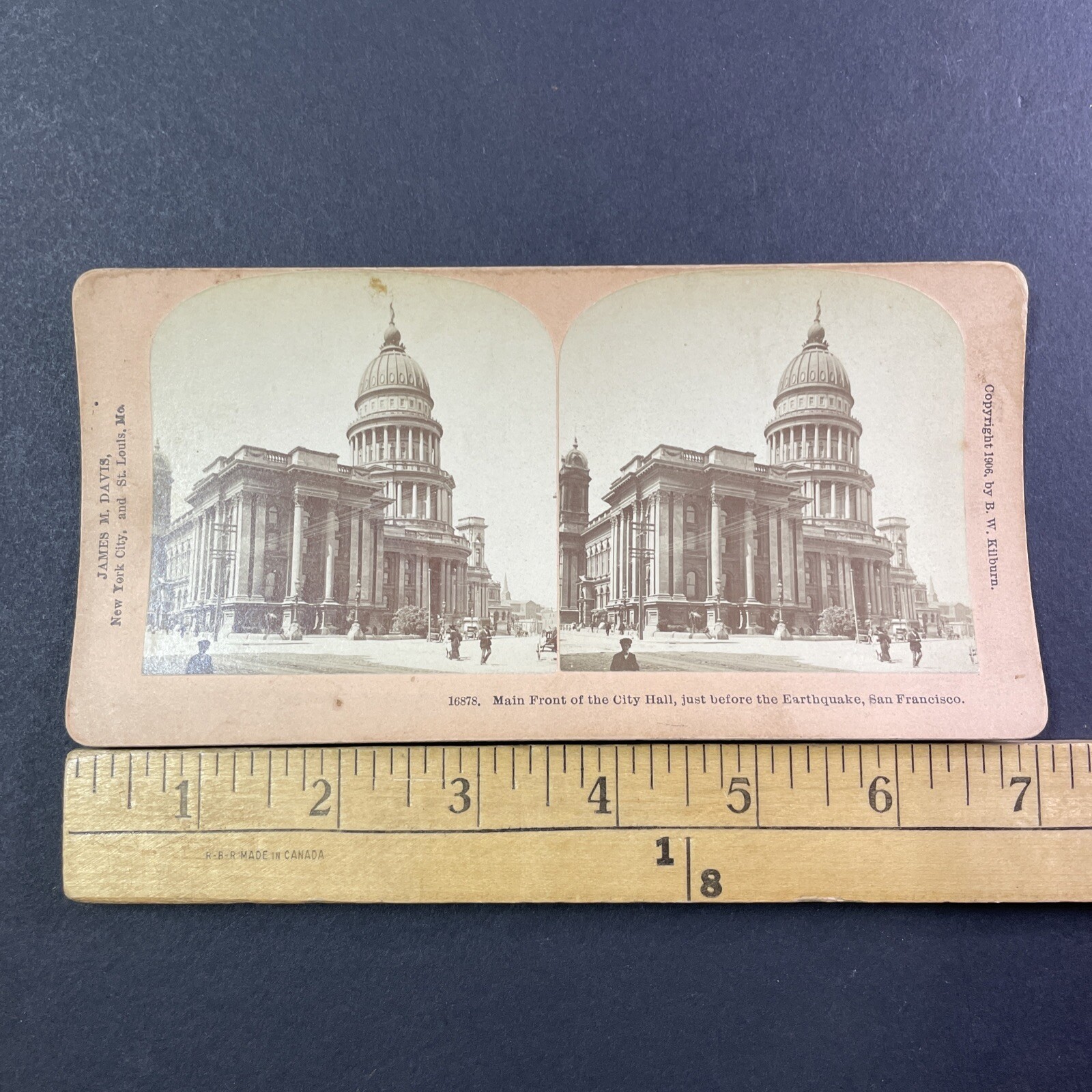San Francisco City Hall Stereoview 1906 B. W. Kilburn Earthquake