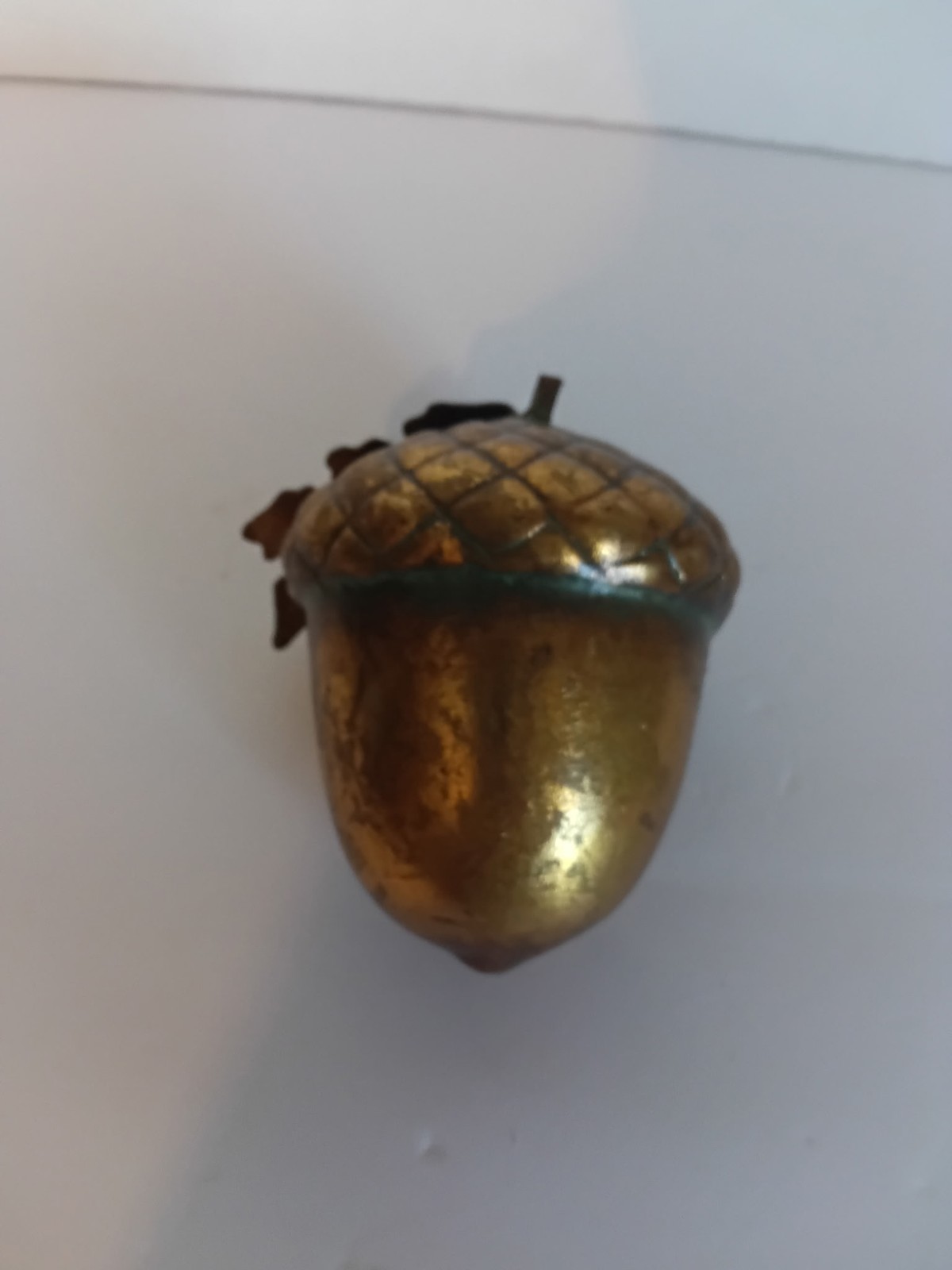 Vintage Brass Acorn Trinket Leaf Top Decor - Used