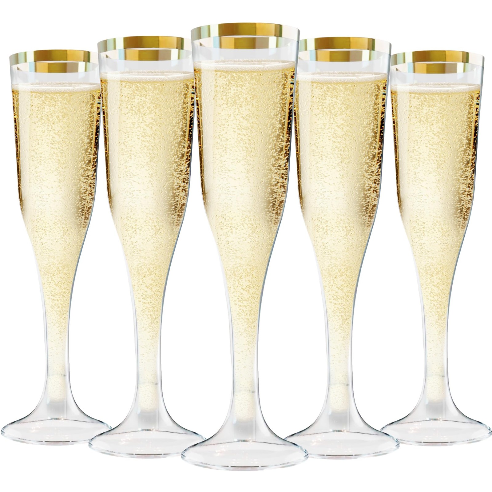 Zcaukya 100x 4.5oz Clear Plastic Champagne Flutes Disposable Hard Stemware