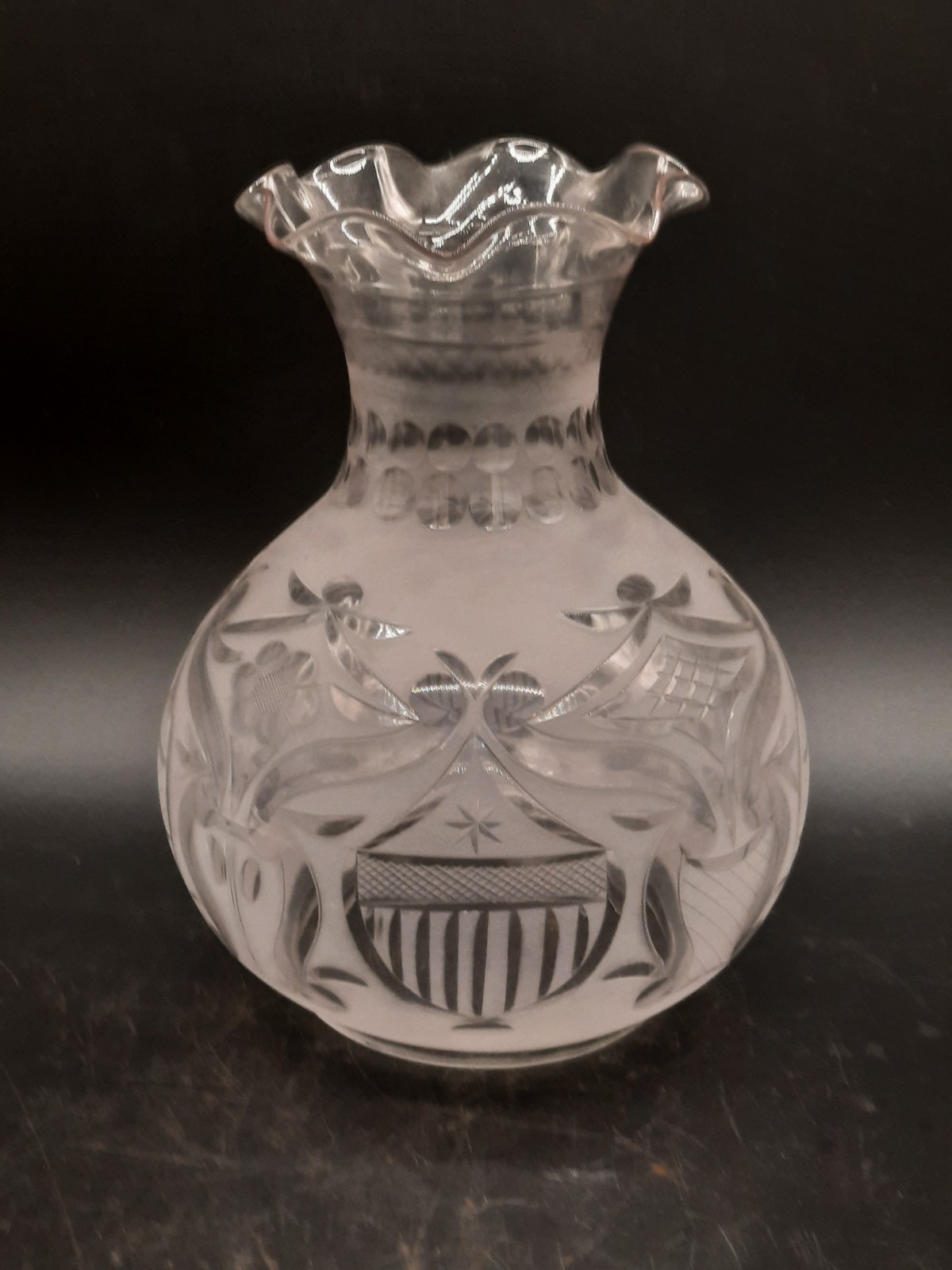 Antique Astral Solar Oil Lamp Shade Wheel Cut Boston Sandwich Glass 5