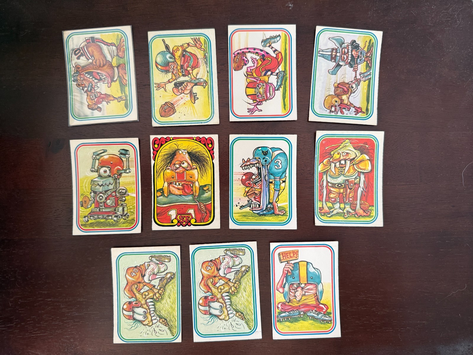 Vintage 1974 Donruss Football Super Freaks Sticker Card Lot of 11 Monsters