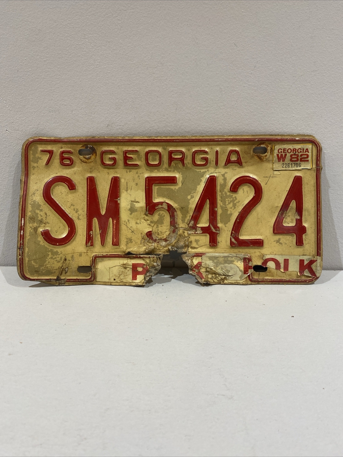 Vintage 1976 Georgia GA Polk County Metal License Plate Tag 6\