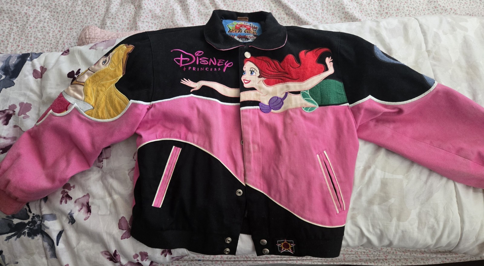 Vintage 2000s JH DESIGN Kids Disney Princess Nascar 500 Racing Jacket Grail XL