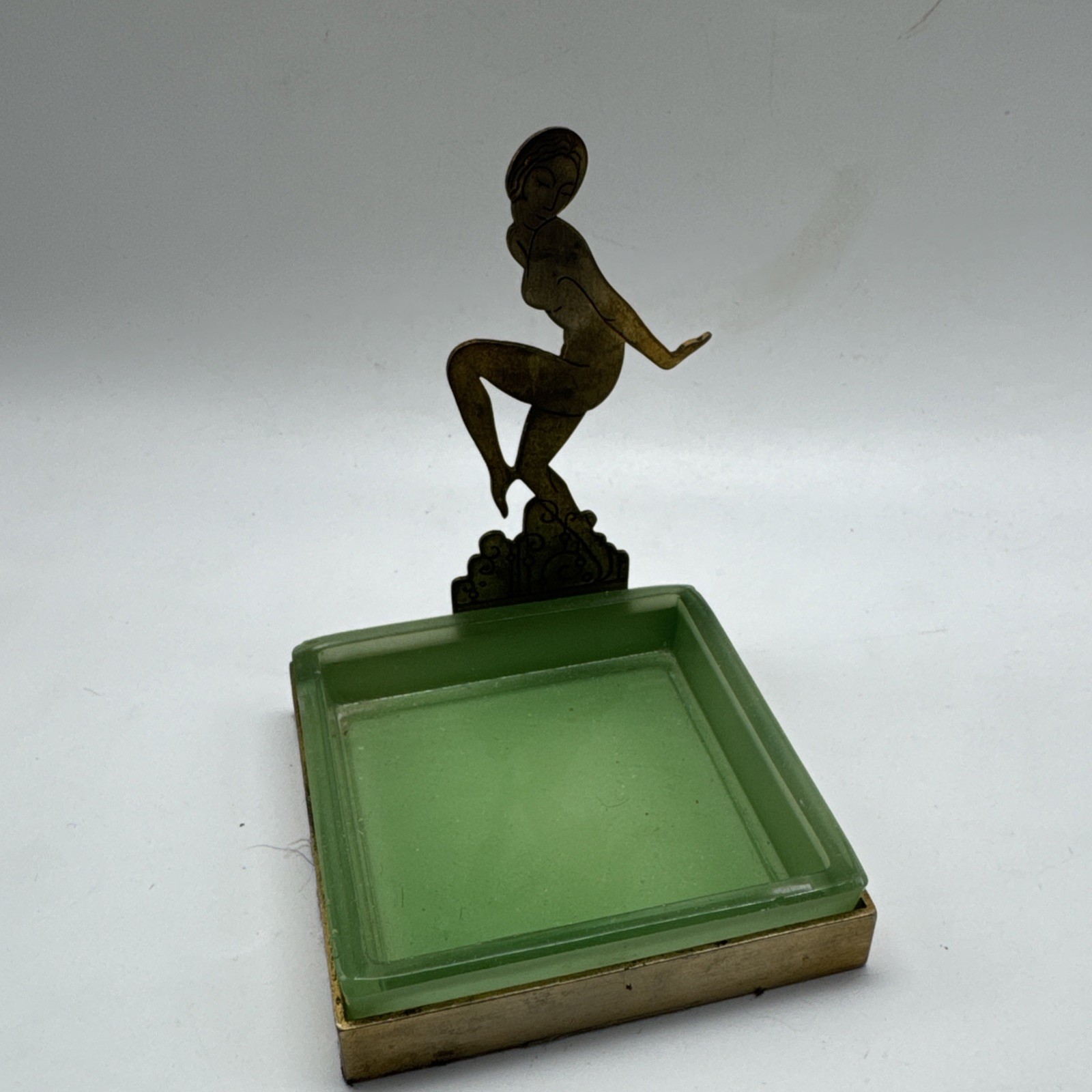 DeVilbiss Lady Dancer Art Deco Pin Trinket Tray Dish RARE