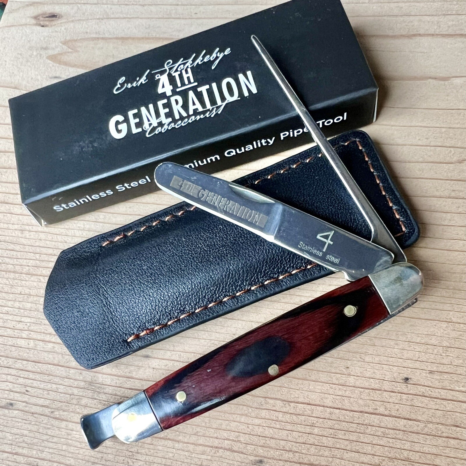 4th Generation Stainless Steel Folding Pipe Tool & Tamper w/ Case - Redwood