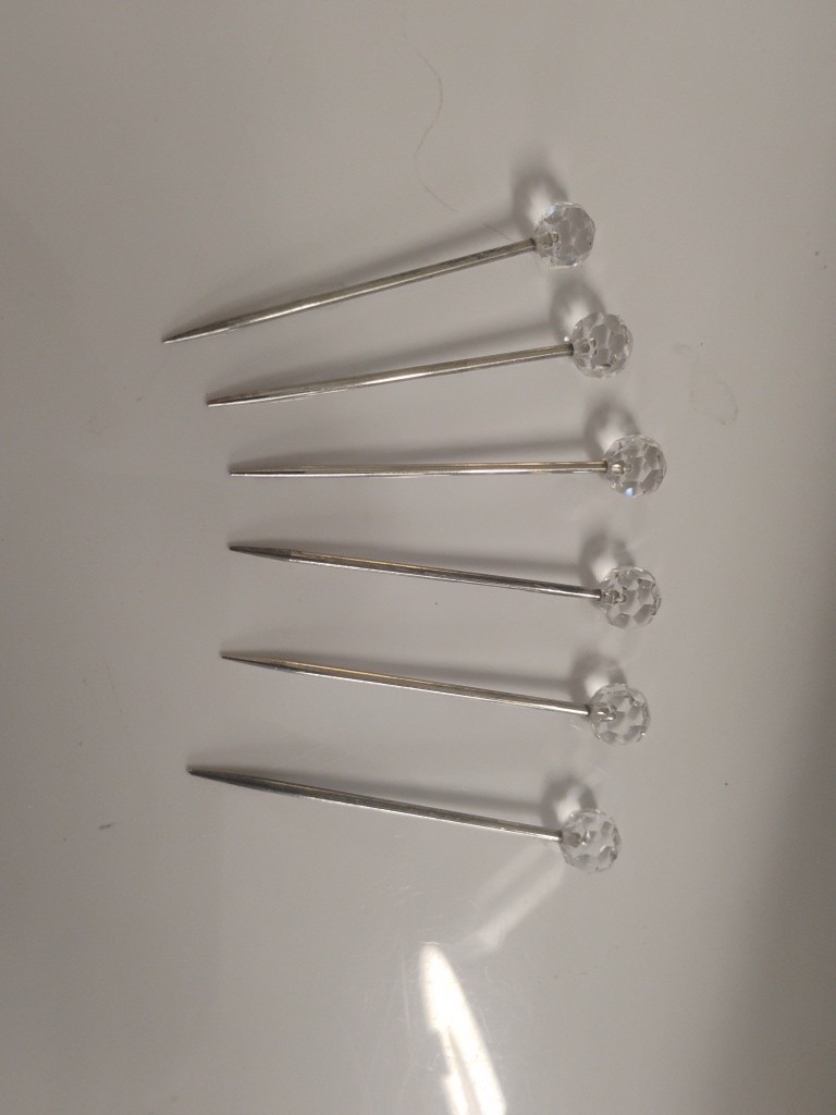 Set of 6 Vintage Faceted Cocktail Martini Pins 