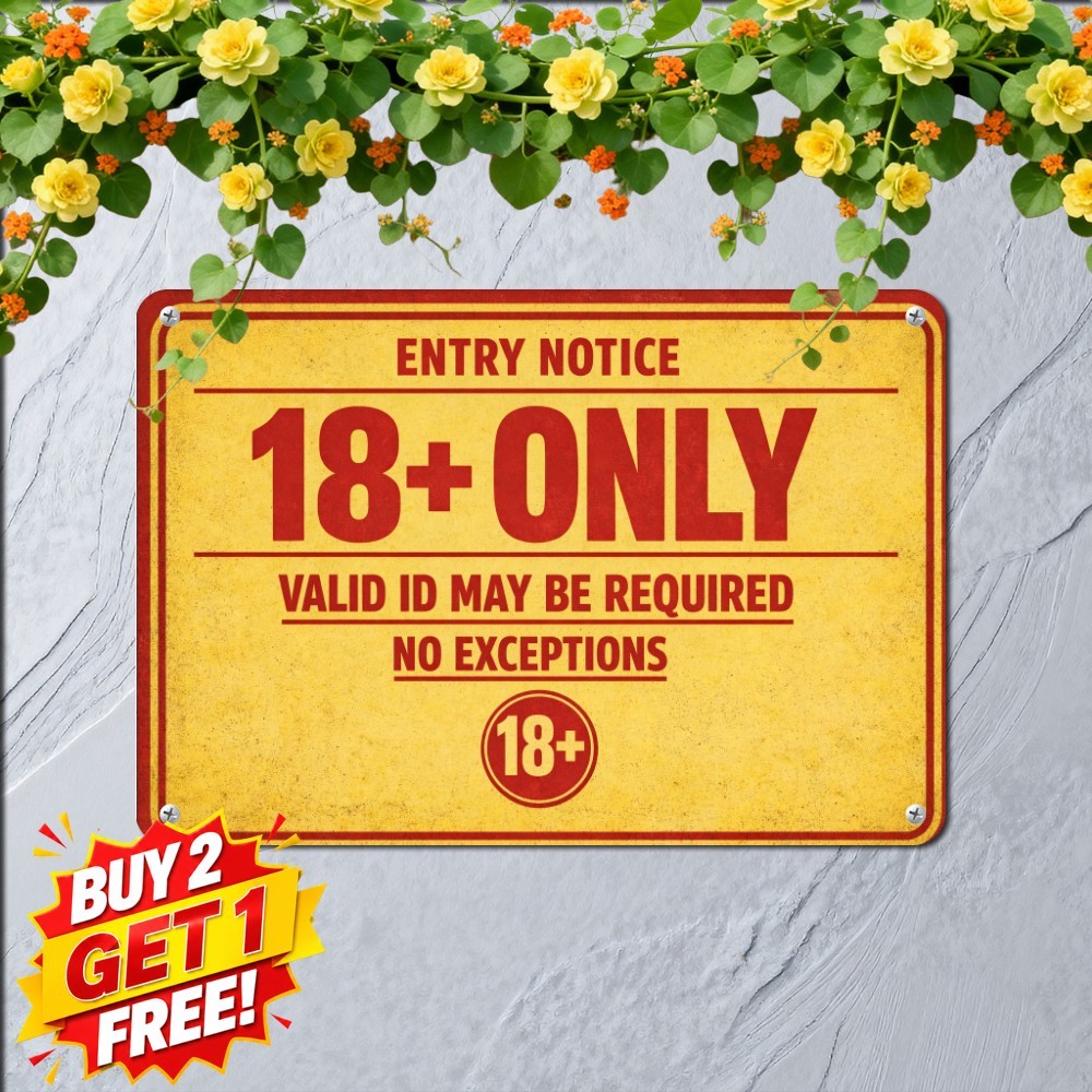 Eighteen Or Older Playground Notice Sign Garden Patio Novelty Metal Tin Plaque