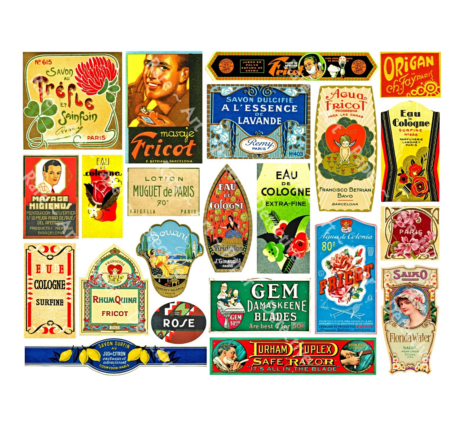 Colorful Perfume, Bath & Cologne Stickers, Bathroom Décor, DIY Craft Sheet, 851