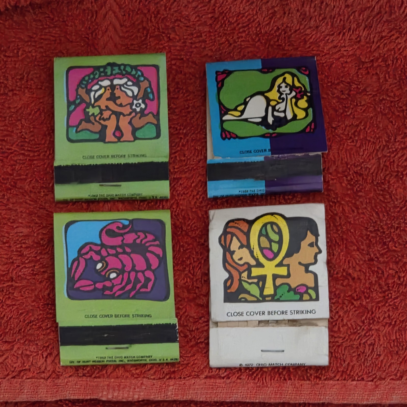 Vintage 1969 Ohio Match Zodiac Astrology Signs +1972 Ecology Matchbook Cover Lot