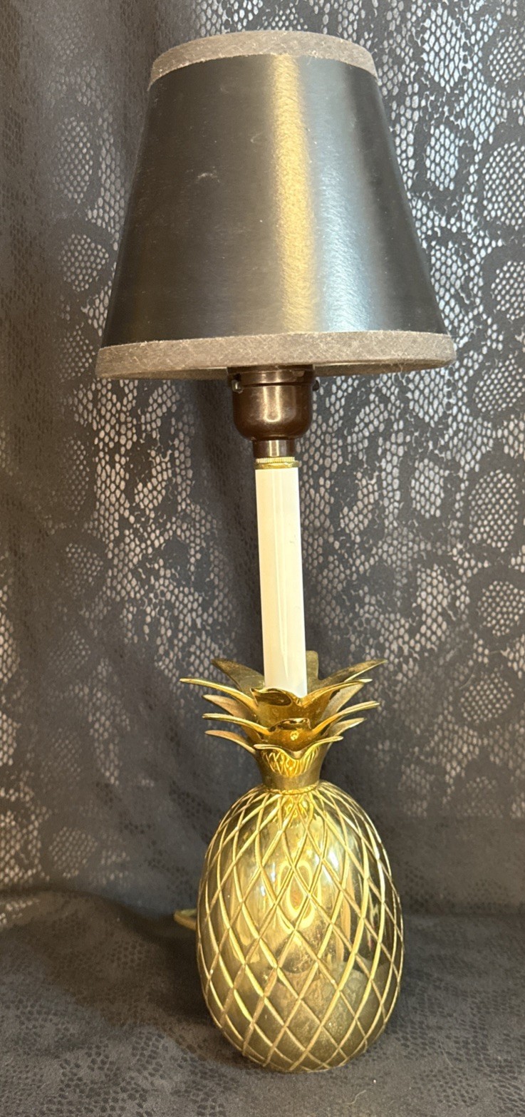 Vintage Solid Brass Pineapple Table Lamp Accent Light Hollywood Regency~17 in