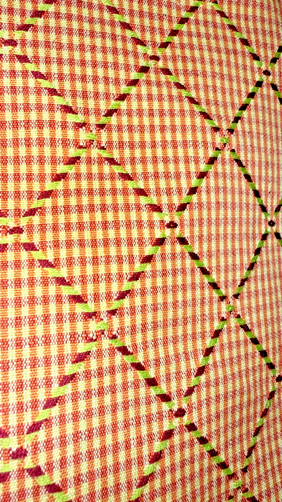 French Scalamandre Fabric 9 yds, Rose Brick w/green diamond lattice, all cotton