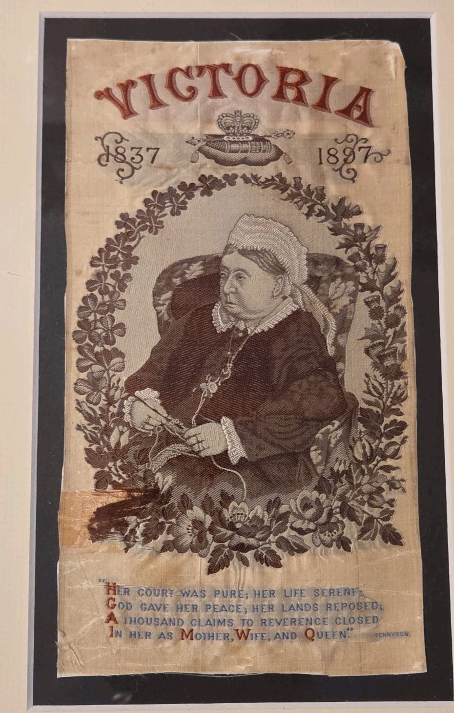 Queen Victoria Diamond Jubilee 1837 1897 Stevengraph Souvenir Textile