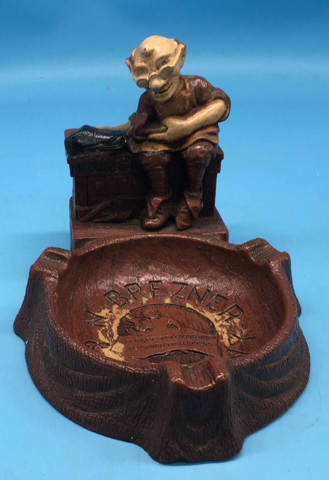 Rare Vintage N. Brezner & Company Leather Mr. Cobbleright Ashtray Boston,MA