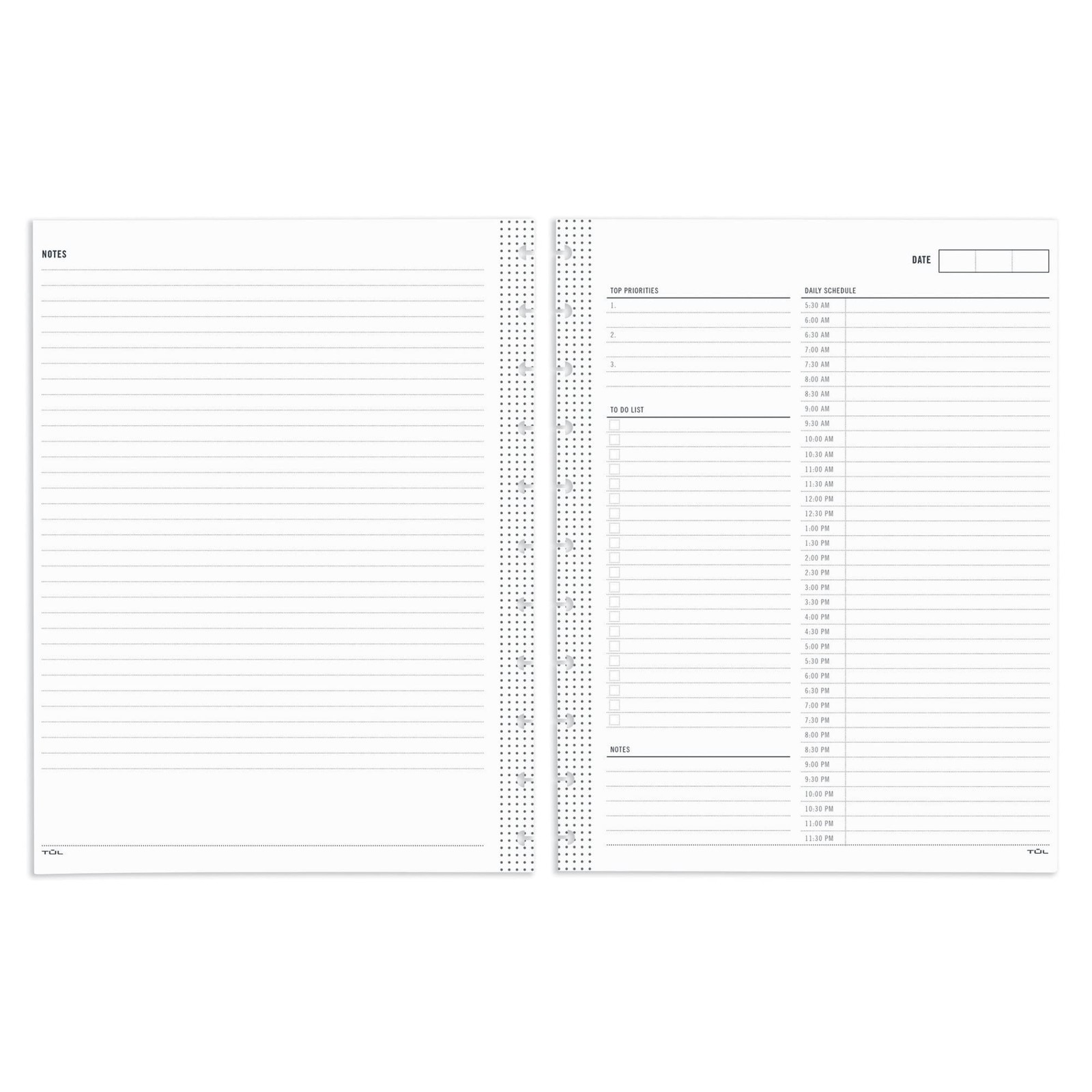 TUL® Discbound Undated Daily Refill Pages, 8-1/2