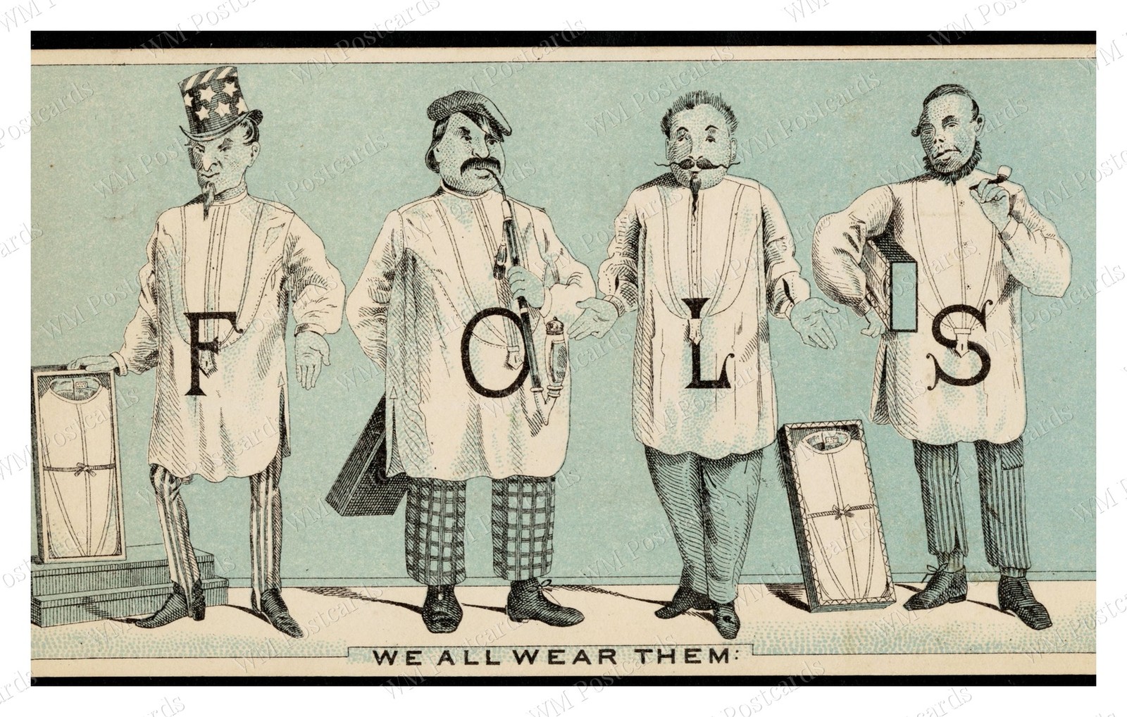 Boston 1880s Satirical Cartoon FOLS Men Standard Postcard