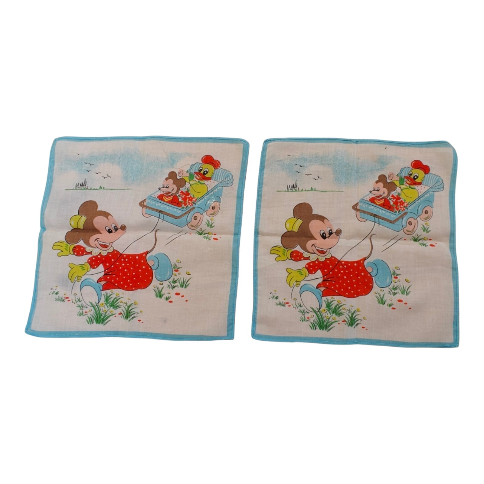 Vintage Child\'s Walt Disney Production  Micky Mouse Hankercheif Lot Of 2